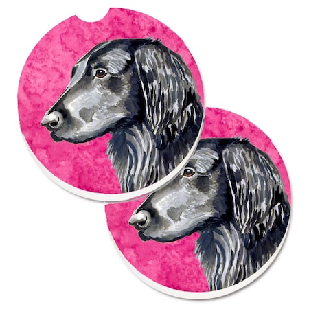 Carolines Treasures Pink Flat Coated Retriever Set of 2 Cup Holder Car Coaster LH9366PKCARC